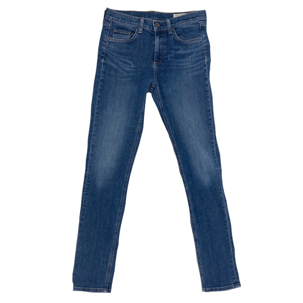 rag & bone The 10 inch Dre High Waisted slim fit boyfriend jeans light worn blue